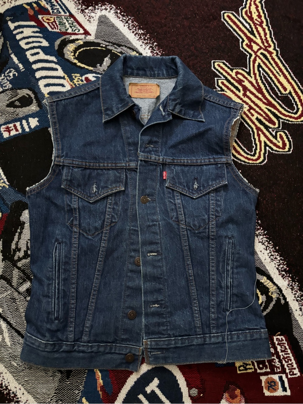 Vintage Levi’s Custom Made Motorcycle Denim Trucker Vest Men’s Size 38